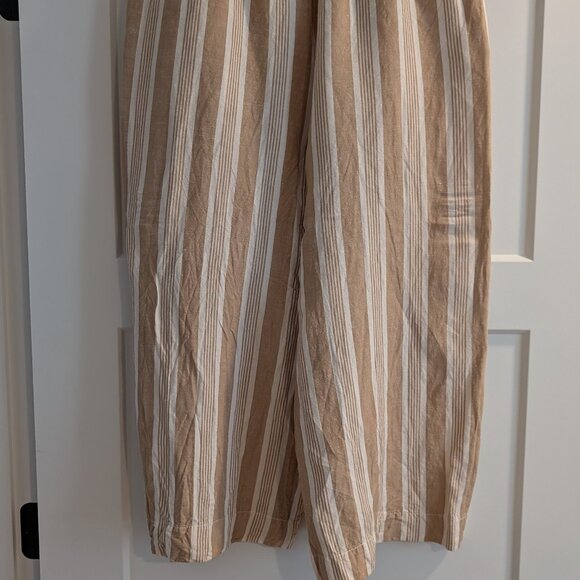 Madewell Linen Blend Striped Cropped Wide Leg Pants - Picture 3 of 5